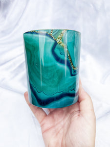 Moss Agate Inspired Crystal Candle