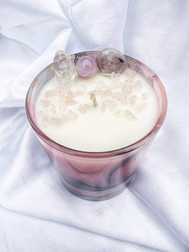 Pink Agate Inspired Crystal Candle