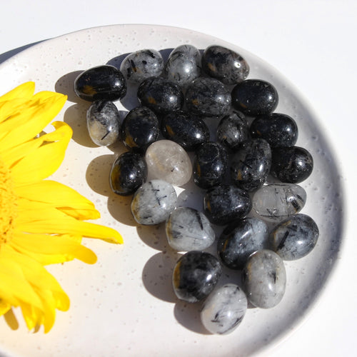 Tourmaline in Quartz Tumble Stone